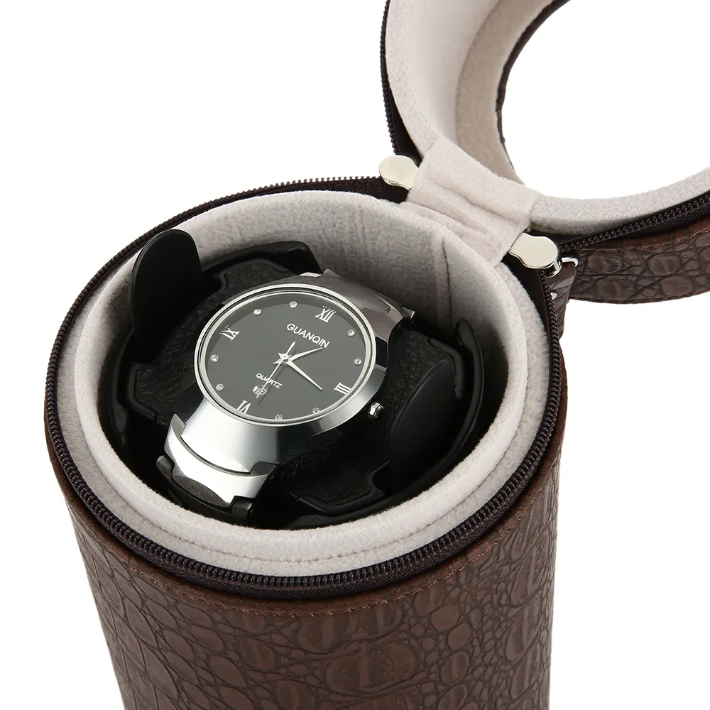 Whole- Auto Silent Watch Winder Cylinder Shape Wristwatch Box with EU Plug246S