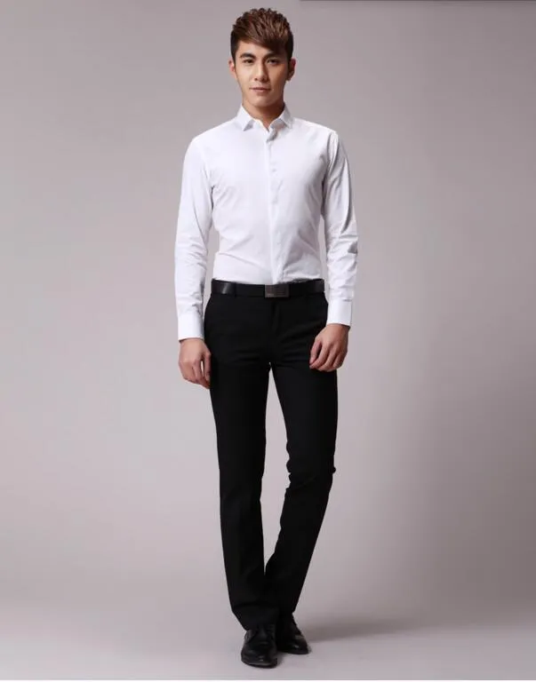 Camisa masculina feita sob encomenda, camisa de casamento do noivo, alta qualidade, branca, confortável, formal, camisa de negócios, manga longa 271t