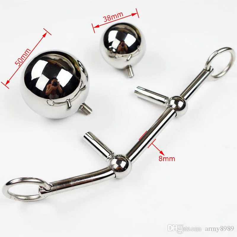 Stainless Steel Hollow Hook Anal Ball with Cock Ring Men Anal sex Plug Chastity Device Double Balls Styling Tools Butt Toys Female Chastity