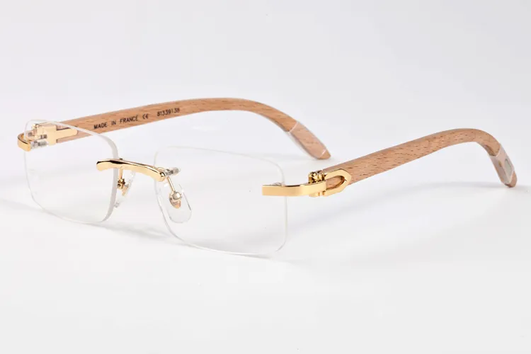 Holz Sonnenbrille Herren Vintage Mode Sport Sonnenbrille Für Frauen Haltung Randlose Büffel Hornbrille mit Kasten Brillen Sommer Stil