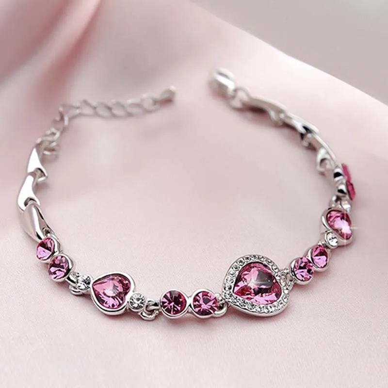 Herz des Ozeans Liebesarmband Kristall Diamant Armband Schmuck Damen Armbänder Neues Hochzeitsgeschenk Modeschmuck 162295