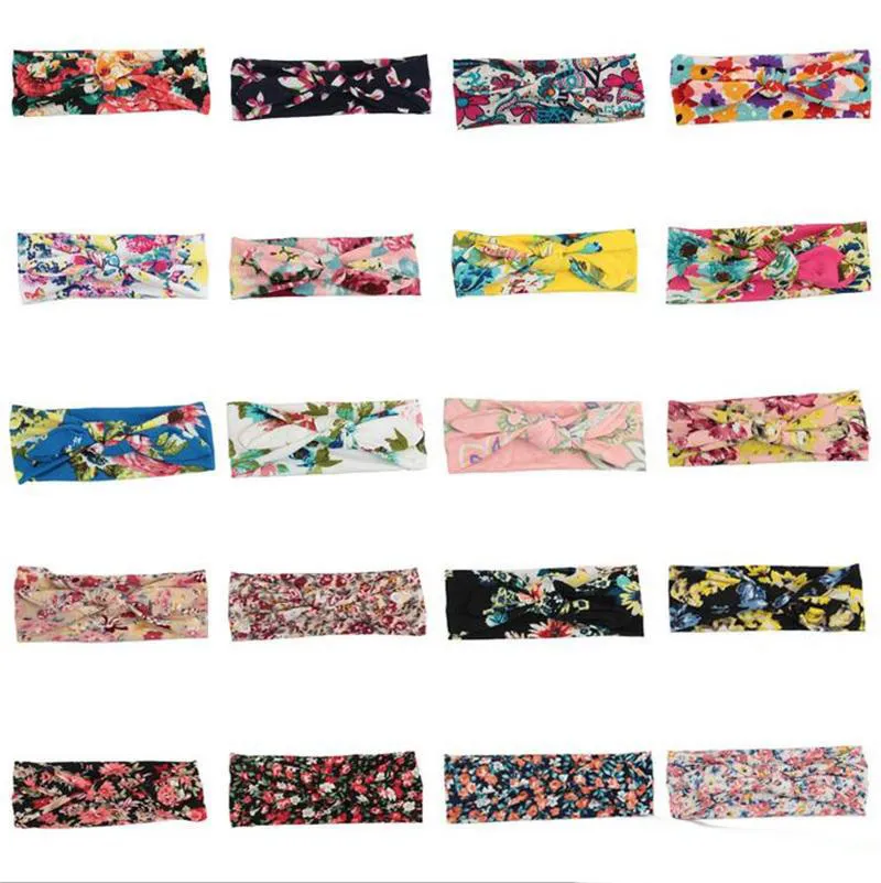 20 colors !Baby Girls Headbands Bows Kids Elastic Cotton Flower Hairband Turban Knot Headwear Newborn Bunny Ear Hair Accessories