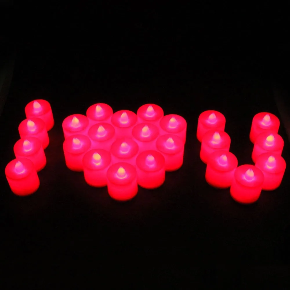 Nachtverlichting LED-theelichtjes Home Kaarsen Batterij Operated Vlamloze Theelicht Votive Stijl Romantische Datum, Multi Color Light