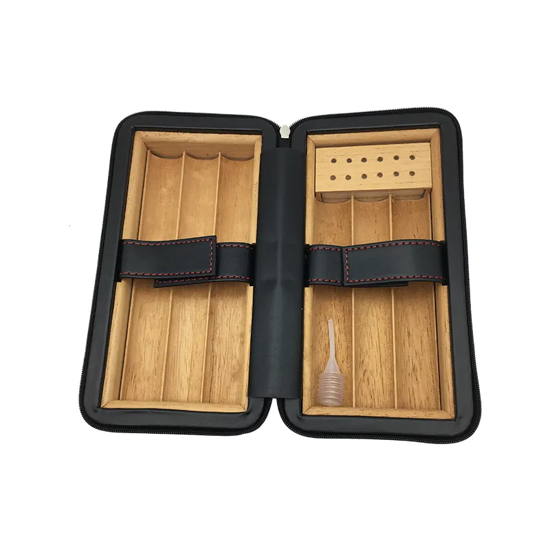 New Arrival 6 pcs Cigar Humidor Cedar wood Lined Portable Cigarette humidor Carrying travel packets wholesale