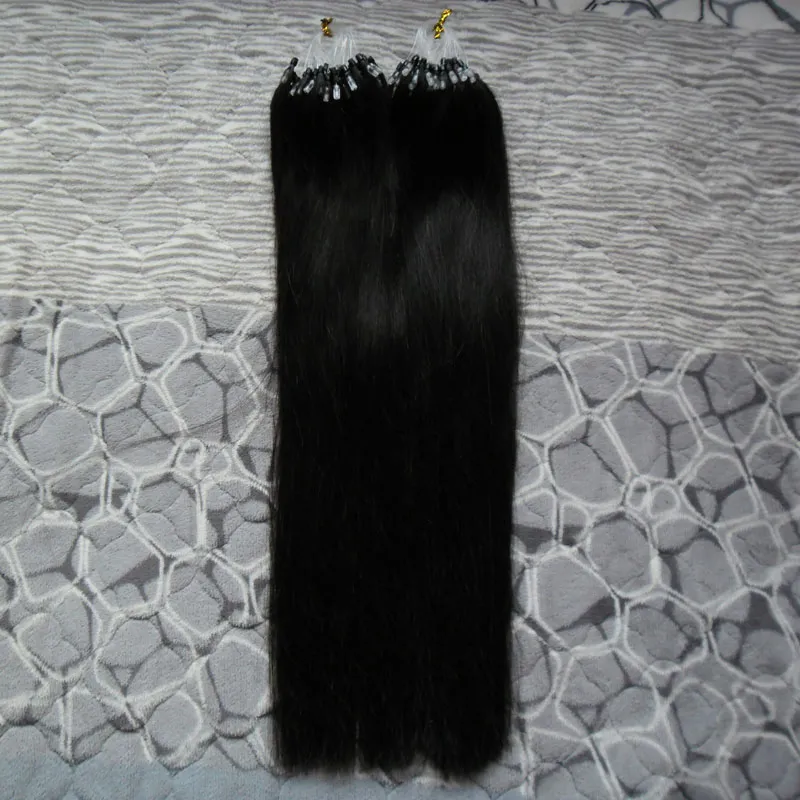 Naturligt rakt hår Remy Micro Loop Ring BEAD Hårförlängningar 1G 200G Natural Color Micro Loop Human Hair Extensions6820077