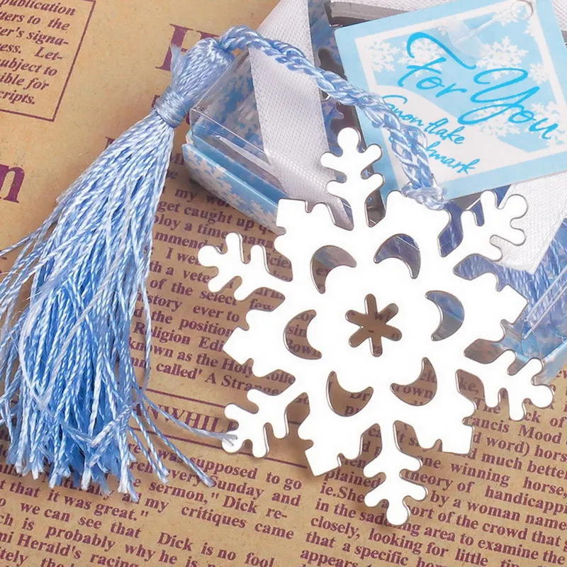 Silver Stainless Steel Snowflake Bookmark For Wedding Baby Shower Party Birthday Favor Gift souvenirs