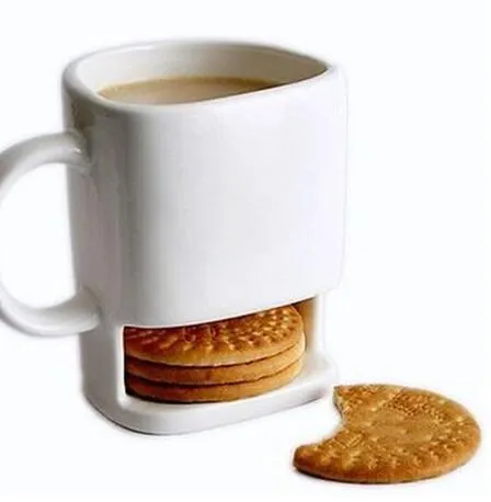 Ceramic Mug Coffee Biscuits Milk Dessert Cup Tea Cups Bottom Storage for Cookie Biscuits Pockets Holder For Home Office