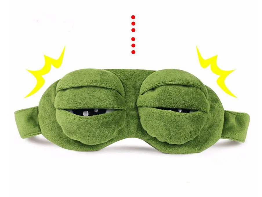 Mode Kawaii voyage sommeil masque pour les yeux 3D triste grenouille rembourré ombre couverture dormir fermé/ouvert yeux drôle masque