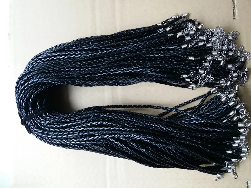 4 мм черный PU кожаный шнур веревка ювелирные изделия веревка Омар застежка шнур для DIY ремесло ожерелье ювелирные изделия 18