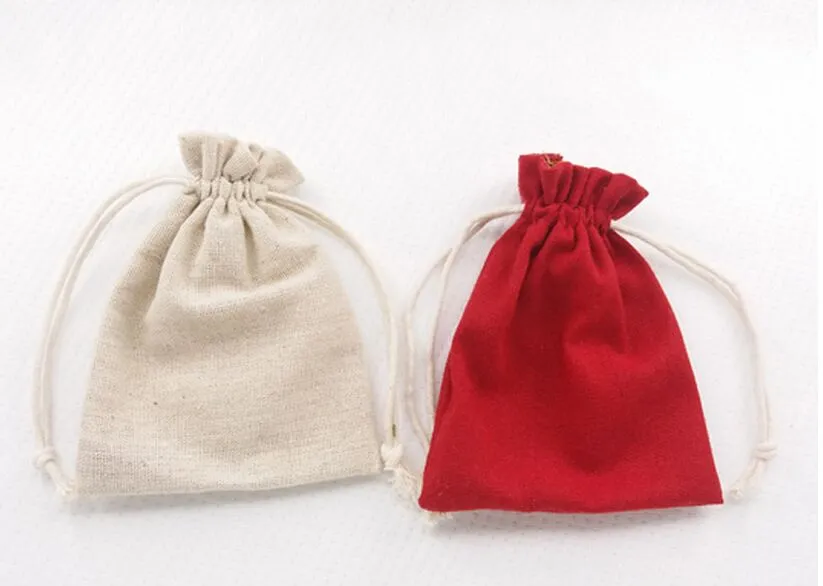 Cotton Linen Drawstring Gift Bags Canvas Jewelry Pouches Muslin Packaging Case Wedding Favor holder 10*13cm 