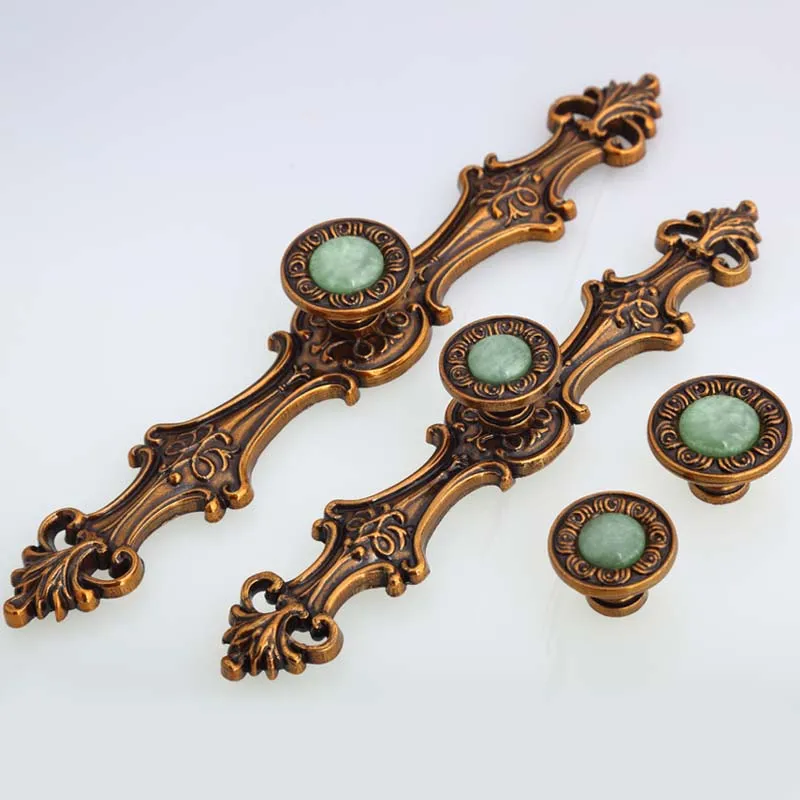 128mm 96mm european retro furniture handles bronze dreser kitchen cabinet door handles blue stone drawer knob top quality handle333i