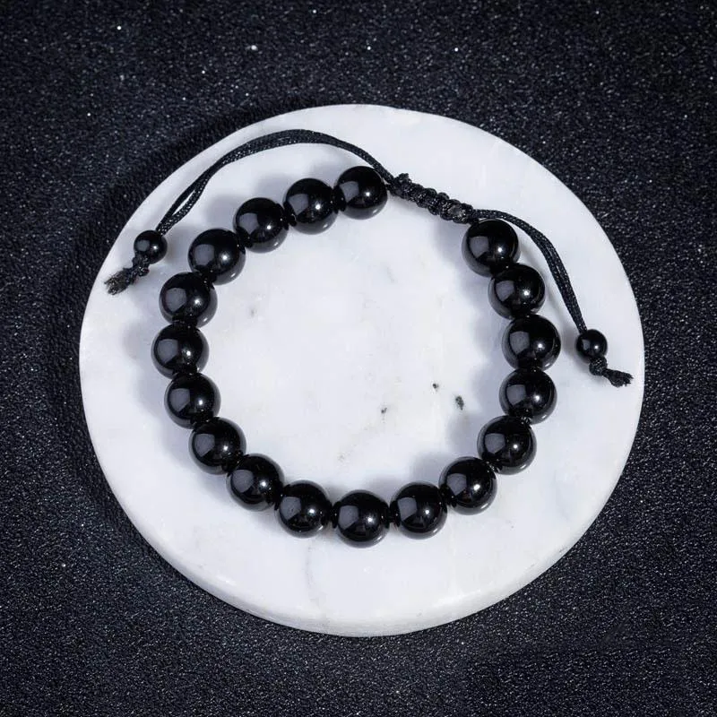 Nuovi braccialetti con perline di ossidiana per uomo Bracciale con ciondolo infinito intrecciato con corda di ematite per le donne perde peso Gioielli Accessori personali Polsino