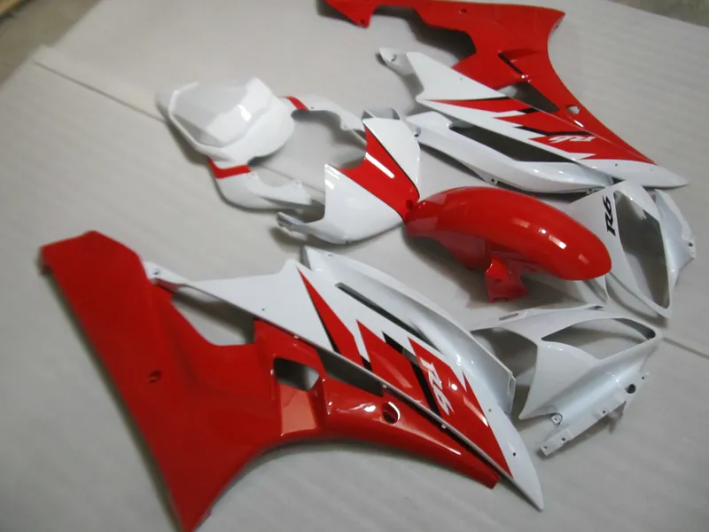 100% fit for Yamaha injection molded fairings YZF R6 2006 2007 white red fairing set YZFR6 06 07 OT25