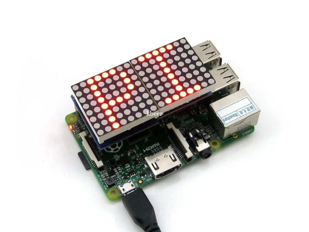 Matriz de LED Raspberry Pi com driver MAX7219 para Raspberry Pi 3 Modelo B/2B/B+/A+ MAX7219 Red DOT Display 8x8 LEDs de cátodo comum