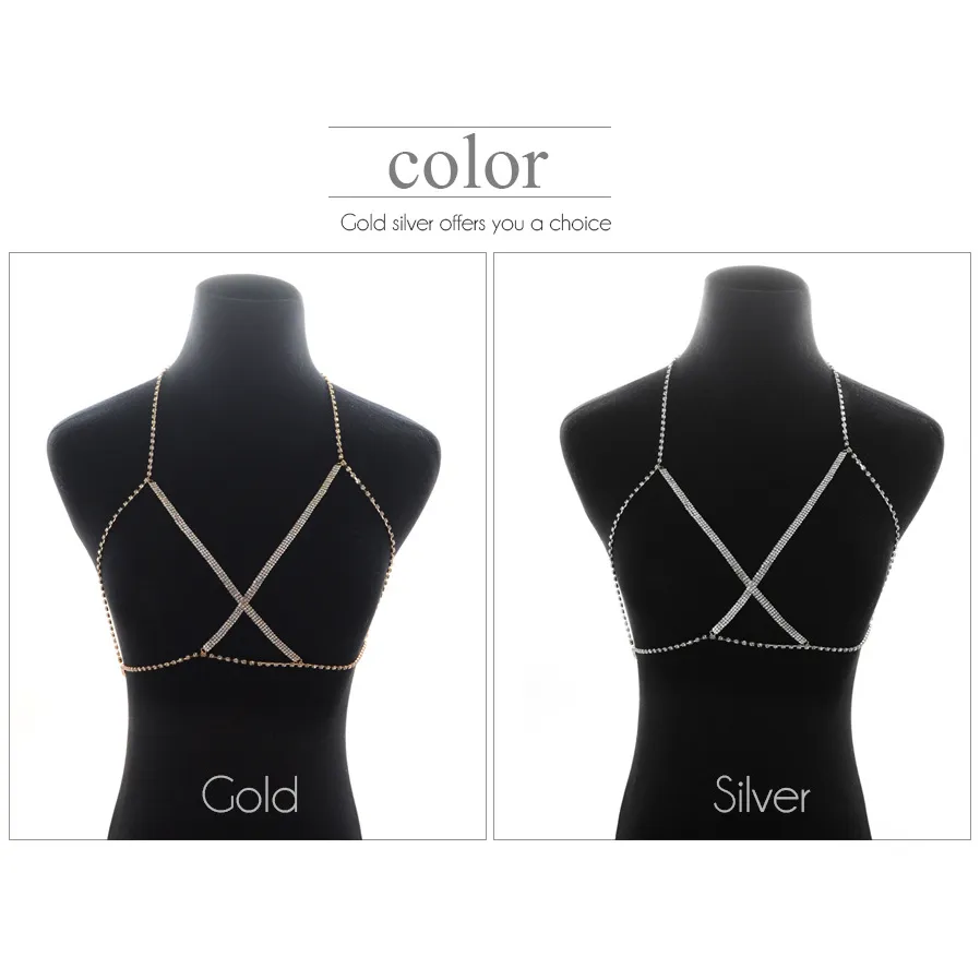 Fashion Crystal Body Chain Bra Chain Body Harness Chest Chain, Women and  Girls Bra Accessories Body Jewelry 