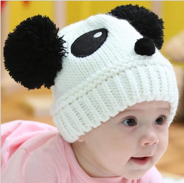 Animal lindo panda do bebê Chapéus de malha de fios Caps Crianças da menina do menino Crochet Gorro Chapéus de Inverno Cap para as crianças a manter quente