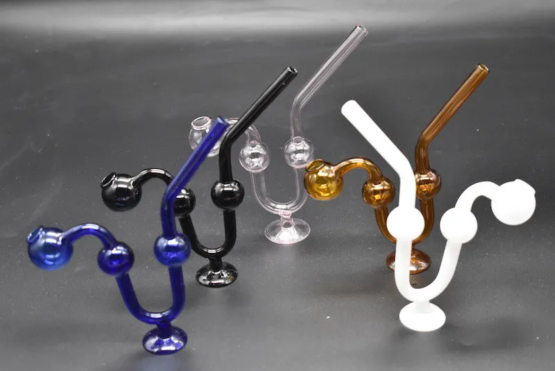 High quality Snake-shaped Glass Bongs Oil Burner Glass Water Pipes hand spoon Pipe smkoing dogo Accessories with thick base on stand