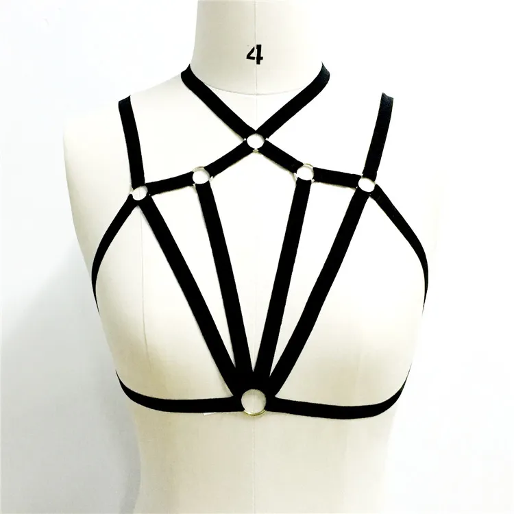 Fashion sexy bandage bra female sexy Goth Lingerie Elastic Harness cage bra cupless lingerie Bondage Body elastic harness belt Free Ship