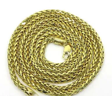 Collar de cadena Spiga de trigo de oro amarillo de 10 quilates, 26 pulgadas, 7 gramos, 2,5 mm, para hombre y mujer