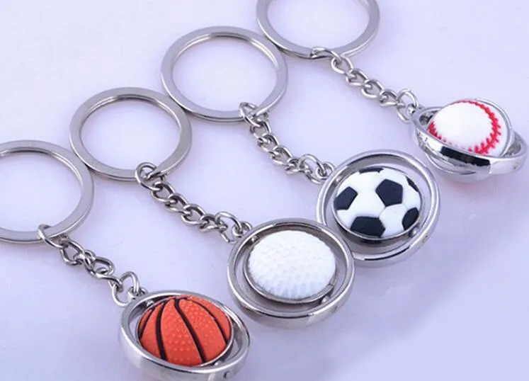 Basketball Football Golf Keychain Men Mini Simulation Rotatable Ball Key Chains chain key rings keyring novelty promotion gift