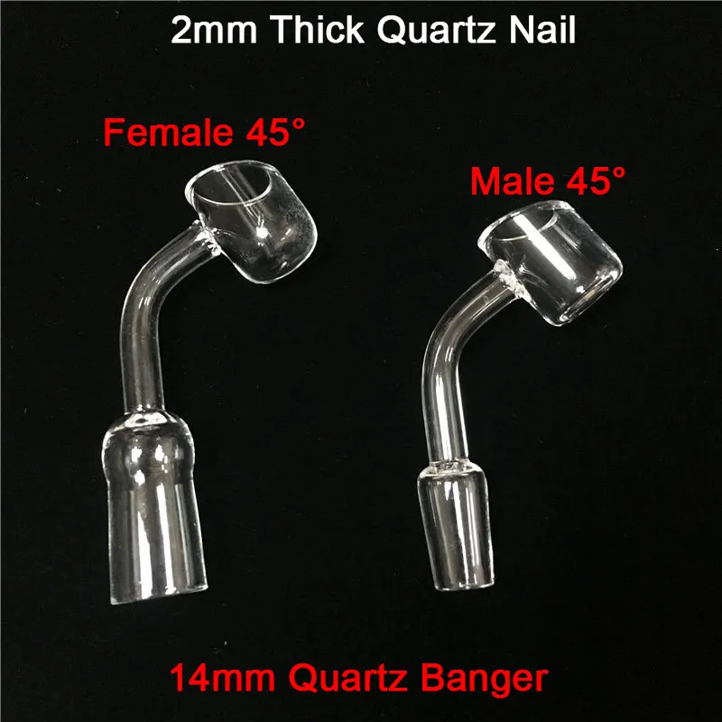 Moq is High Quality Real 2mm Thickness Quart Nail 10mm 14mm 18mm Joint Thermal Quartz Banger 90 45 Degree Domeless Qua6470499