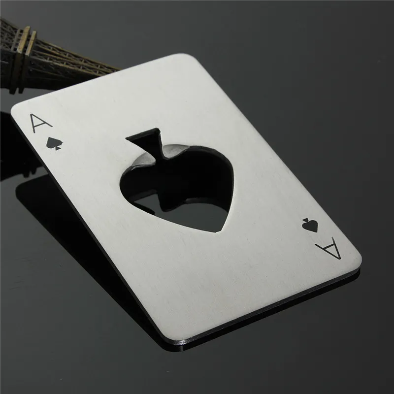 Creative Poker Card Bierflesopener Gepersonaliseerde Grappige Roestvrijstalen Creditcard Fles Opener Kaart van Spades Bar Tool S201702