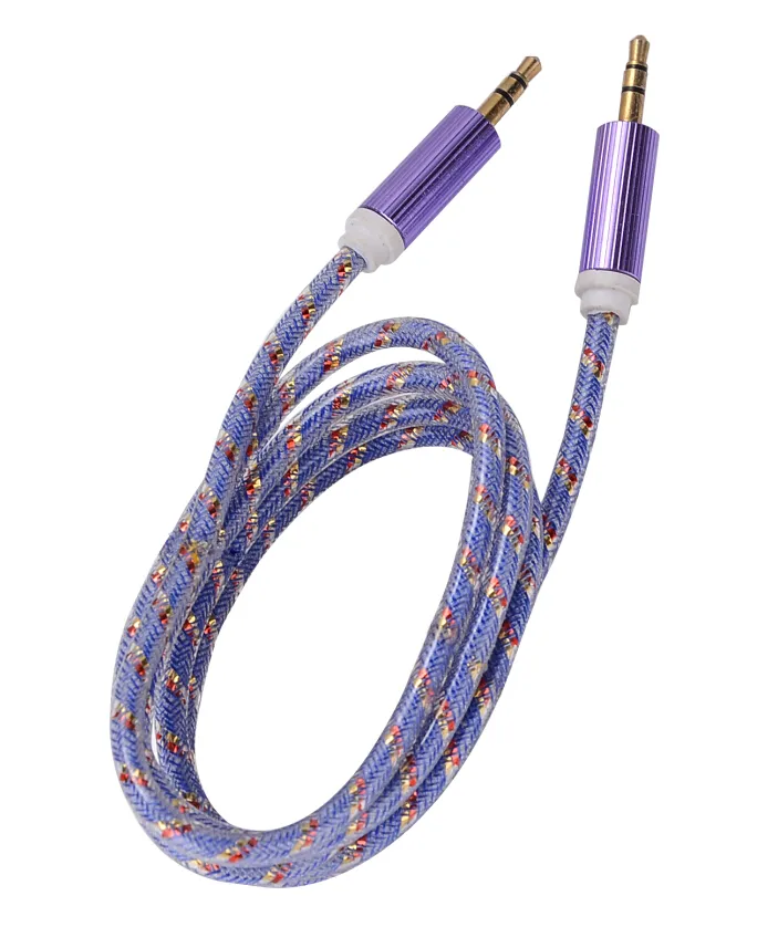 1m 3.5mm Stereo Audio AUX Cable Braided Woven Fabric wire Auxiliary Cords Jack M /M Lead for iphone 5 6 6S plus Mobile Phone 