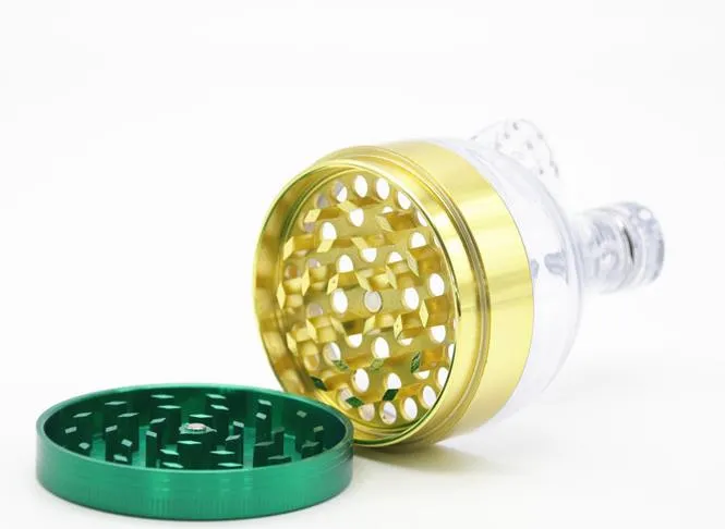 nieuw type drie lagen groen goud platte grinder 63MM grinder diameter zinklegering trechtervormig
