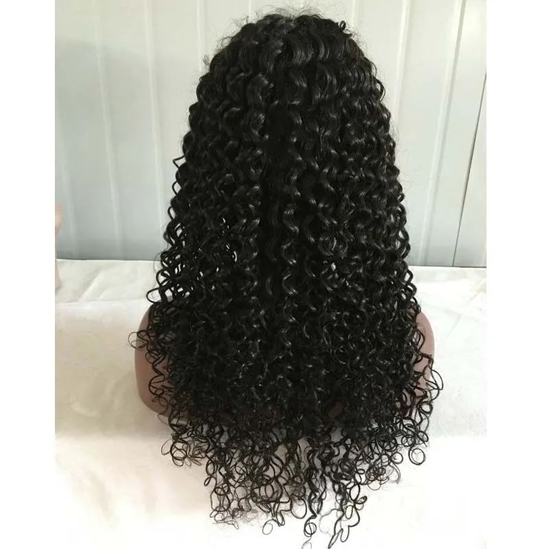 Brasilianska mänskliga hår fulla spetsar peruker Virgin hår djupa våglyckliga fulla spetsar peruker för svarta kvinnor spets fram peruker med baby hår