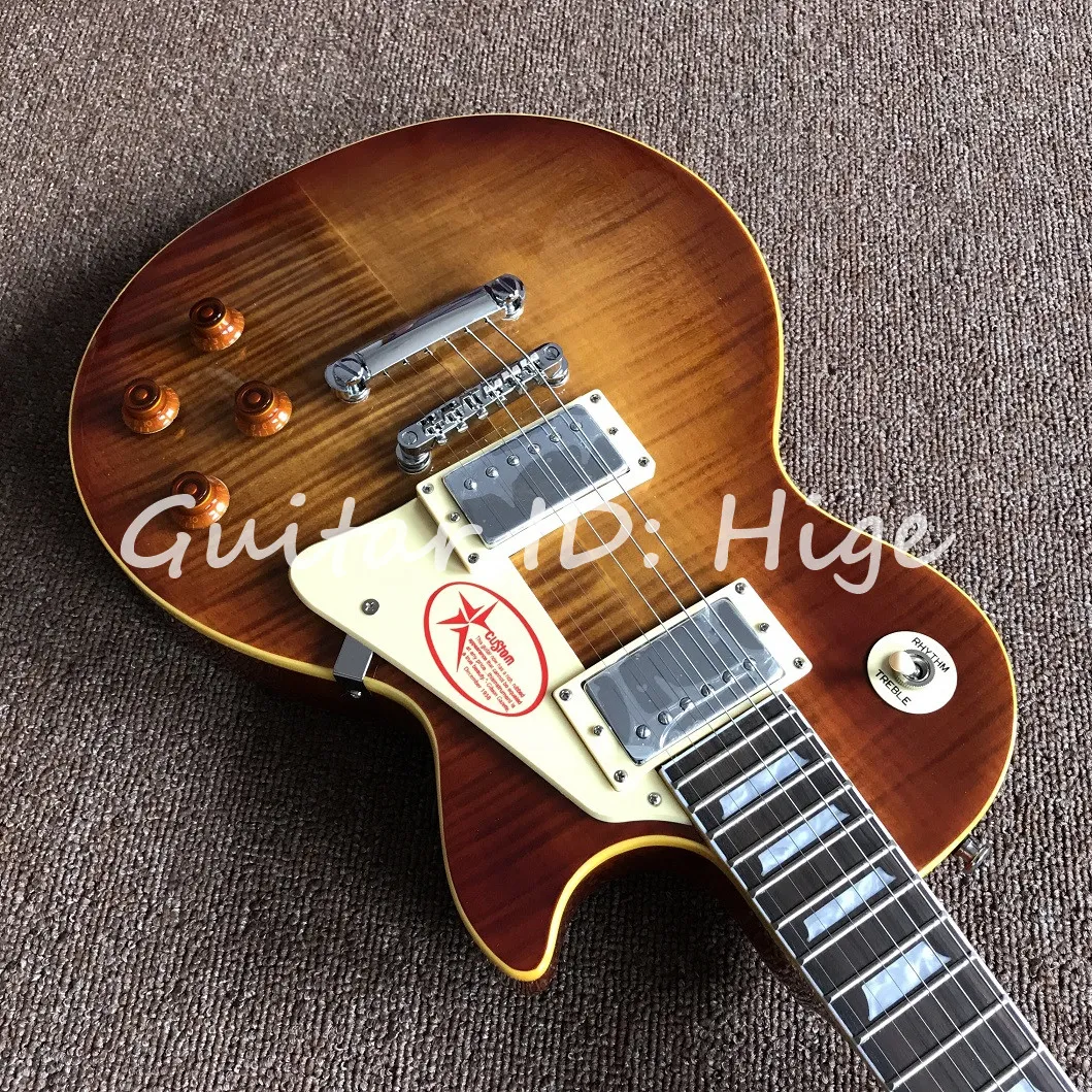 New arrival 1959 Electric Guitar honey Burst R9 Guitarra in Sunburst color with one piece body and one piece neck , hot selling