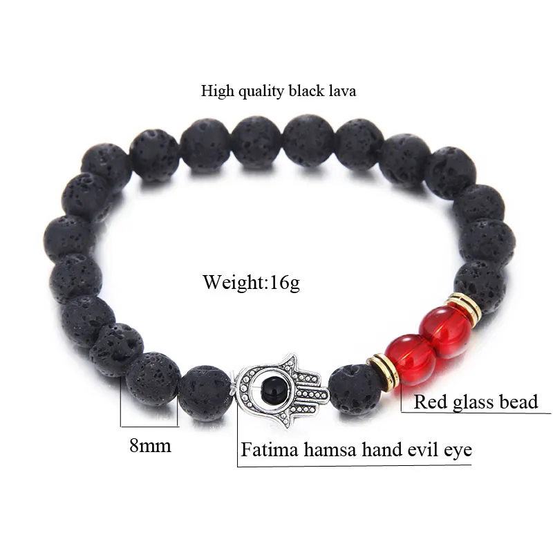 Partihandel Naturliga svarta lava stenpärlor Armband för kvinnor 7 Reiki Chakras Beaded Yoga Balance Armband med hand Charm Handgjorda smycken