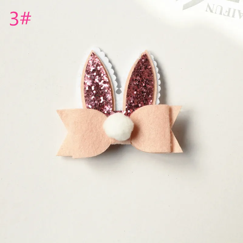 20st Cartoon Rabbit Ear Hair Bow Prince Baby Girl Hair Clips Bows Hairpin With Soft Ball Kids Söta djur Barrettes7866161