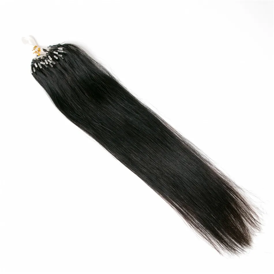 Loop Micro Ring Beads Tipped Remy Human Hair Extensions 100s 1g/s Jet Black for Women's Beauty Hairsalon in Fashion