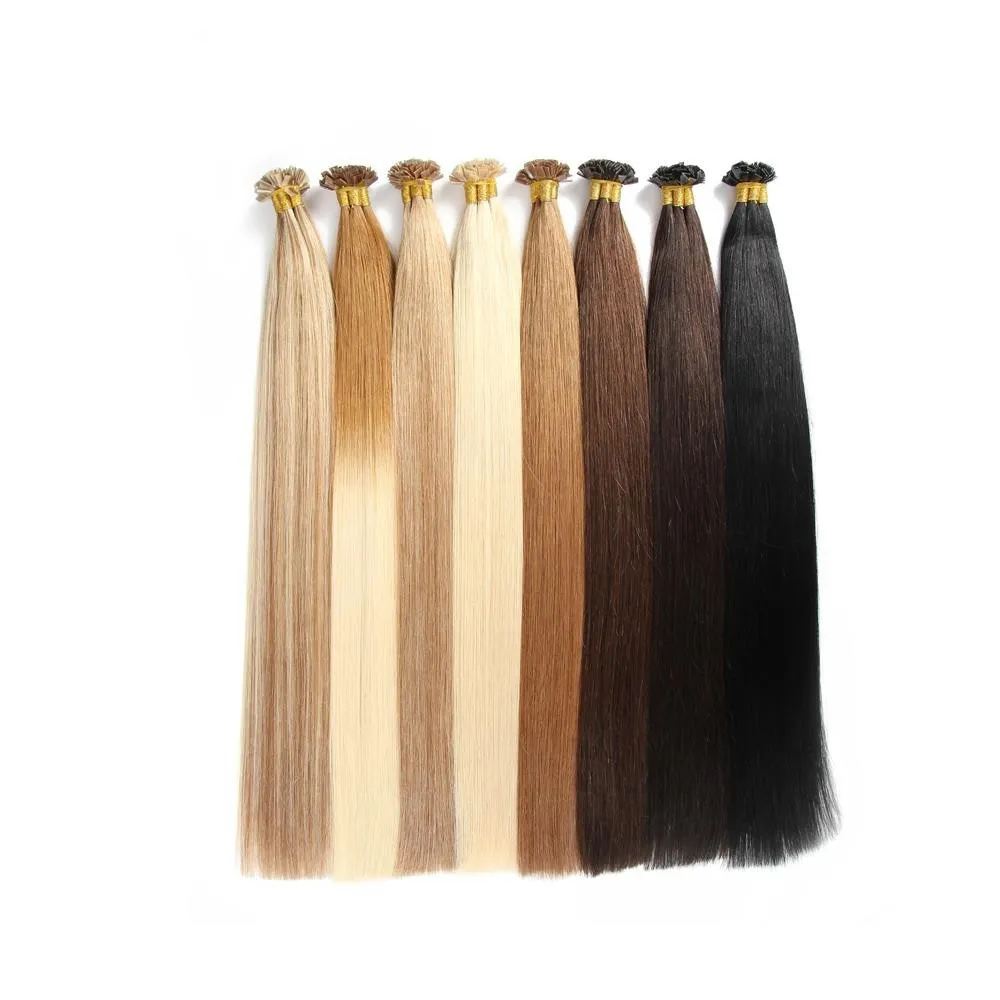 14 '' - 26 '' 1G / Strand 100strands / partij Full Cuticula Italiaanse Keratin Flat Tip Hair Extensions Braziliaanse Remy Menselijk Haar