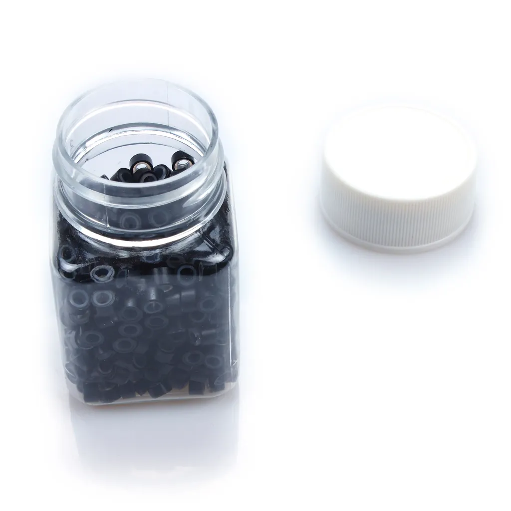 5mm Silicone Micro Link Anillo Bucle Bucle Para Extensiones de Pelo Plumas Pelo Salón Negro