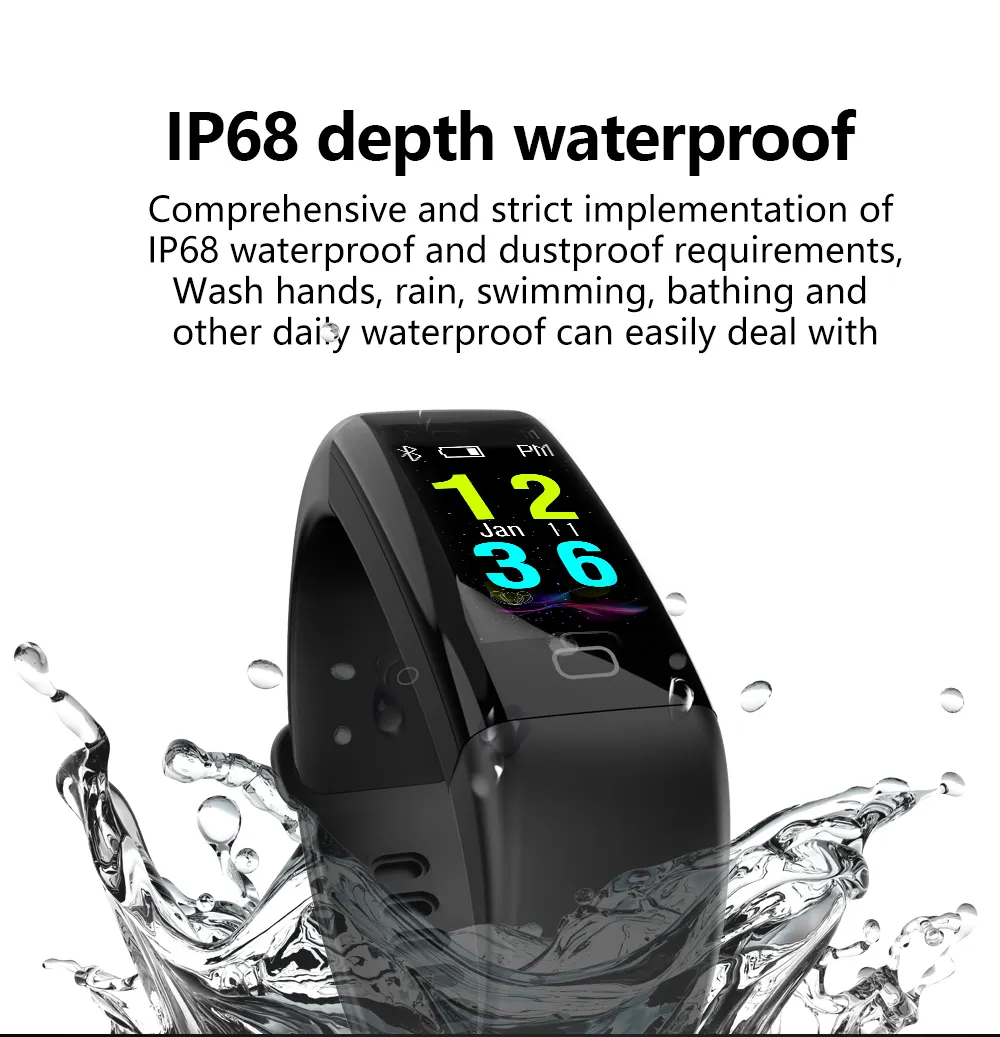 F07 0.96 OLED Farbdisplay Bluetooth Smart Band Armband IP68 Wasserdicht Schwimmen Herzfrequenz Smartwatch Fitness Uhr Für Android iOS