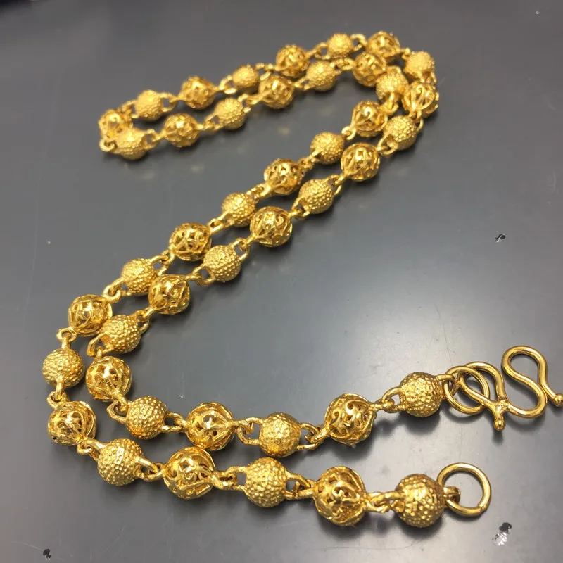 Breite 7 mm, Herren-Halskette mit ausgehöhlten Perlen, vergoldete Halskette, herrschsüchtige Kette für 2016 Schmuck, Bijouterie-Statement-Collier