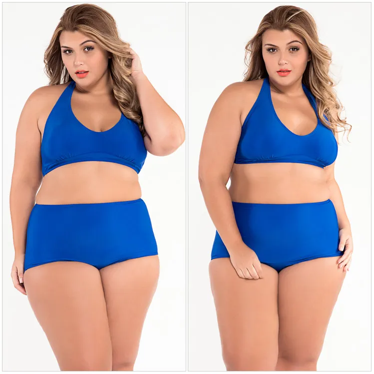 L XL XXL 3XL Plus Size Summer Blue BIKINI SET HIGH WAIST padding Bathing  Suits Sexy Slim swimsuit Women Swimwear XSY41420Bl