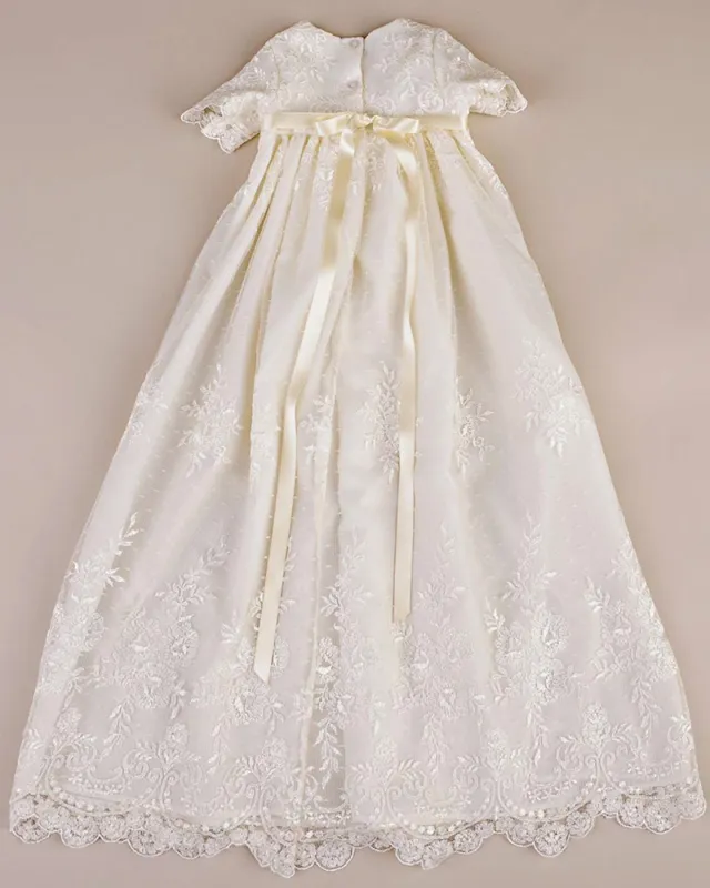Nouveauté Noble bébé filles robe de baptême blanc Beige robe de baptême dentelle avec BONNET robe 024month2568074