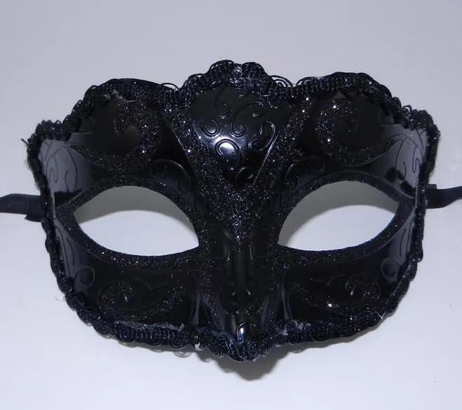 Black Venice Masks Masquerade Party Mask Christmas Gift Mardi Gras Man Costume Sexig spets fransad Gilter Woman Dance Mask G5632616