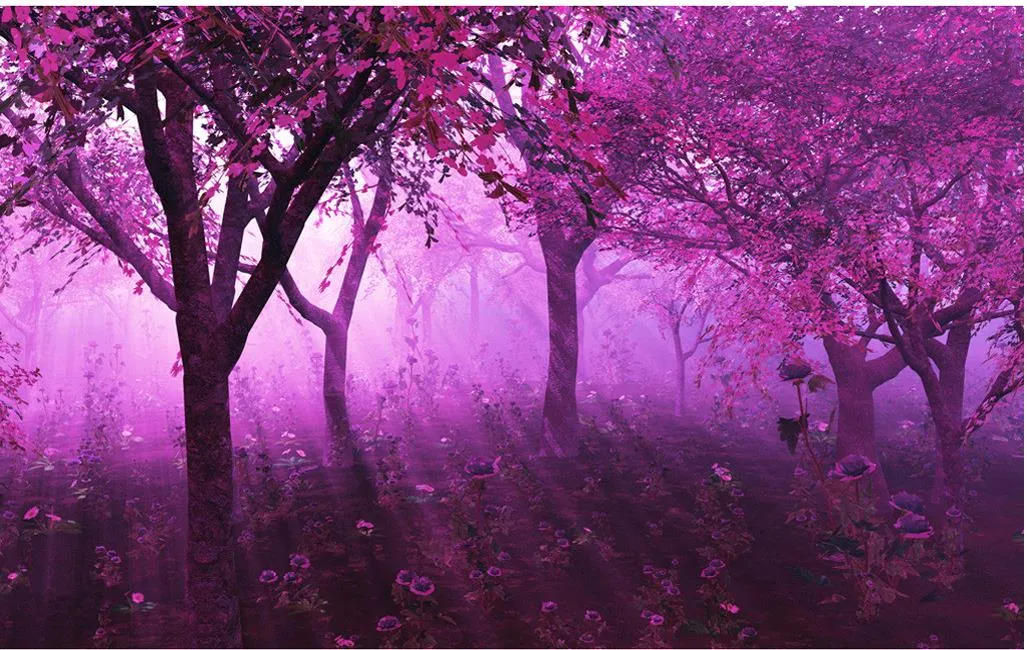 Classic Home Decor Purple Dream Forest Large Simple Mural 3D Wallpaper 3D Wall Papers för TV Backdrop4678617