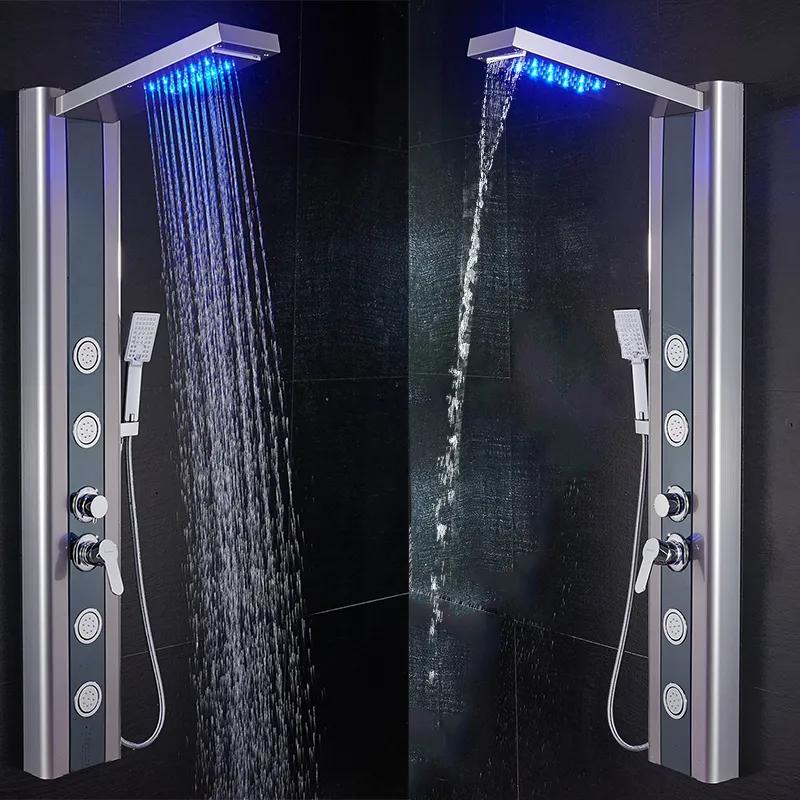 Torneira Do Chuveiro LED Rainfall Cachoeira Cabeça de Chuveiro 3 Modelo Névoa Handshower Massagem SPA Jets Único Punho Torneira Da Torneira Misturadora