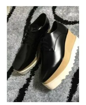 2017 new wholesale Elyse Stella Mccartney Scarpe platform women Shoes Black Genuine Leather with White Sole