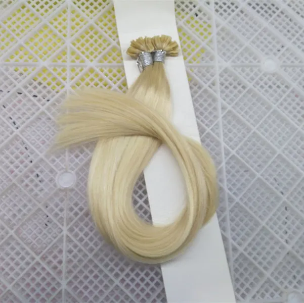 100% virgin human hair extension keratin pre bonded u tip hair extensions 200s 0.5g/s blonde 60# 8a unprocessed virgin hair u tip