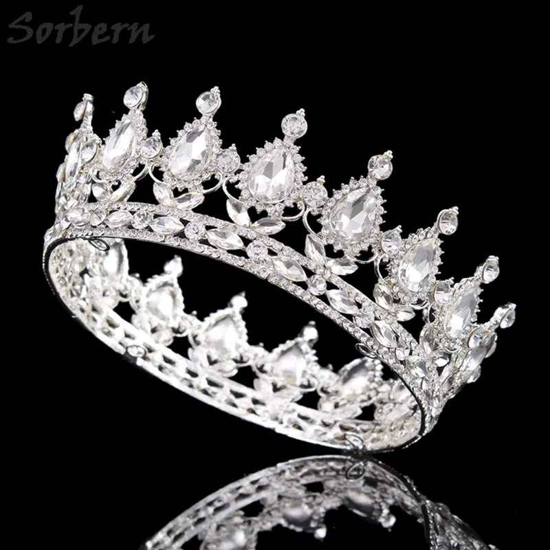 Sorberna tiara de cristal transparente vintage, estilo gota de água, coroa de casamento, acessórios de tiara de noiva, strass, coroas, concurso, tiara2310276