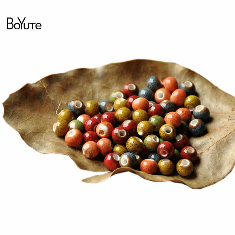 Boyute 6mm handgjorda keramiska pärlor grossist porslin diy pärlor smycken gör i 6 färger runda form pärlor