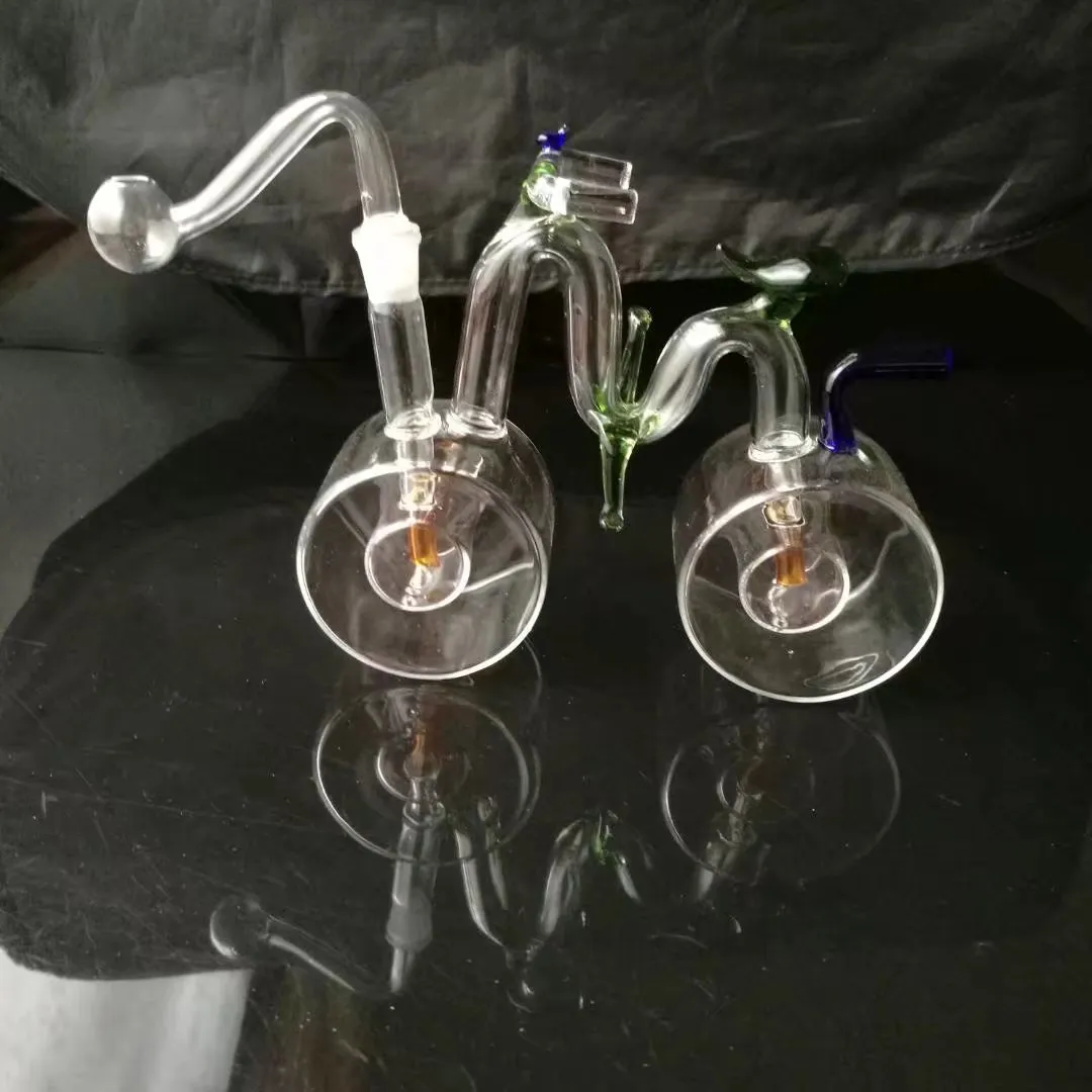 Cykel HOOSHAH POT POCHEOUSAL GLASS BONGS OLJE BURNER GLASPILER Vattenrör Glasrör Oil Rigs Rökning Gratis frakt