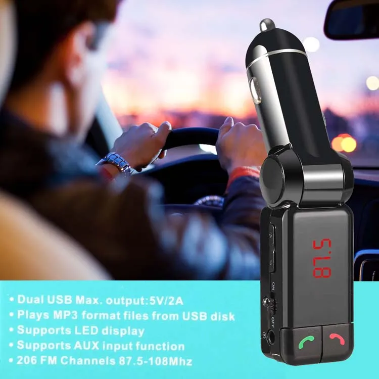 BC06 Car Charger Bluetooth FM Transmitter Dual USB Port In Car Bluetooth Receiver MP3 Player with Bluetooth Handsfreee Calling in Retail Box