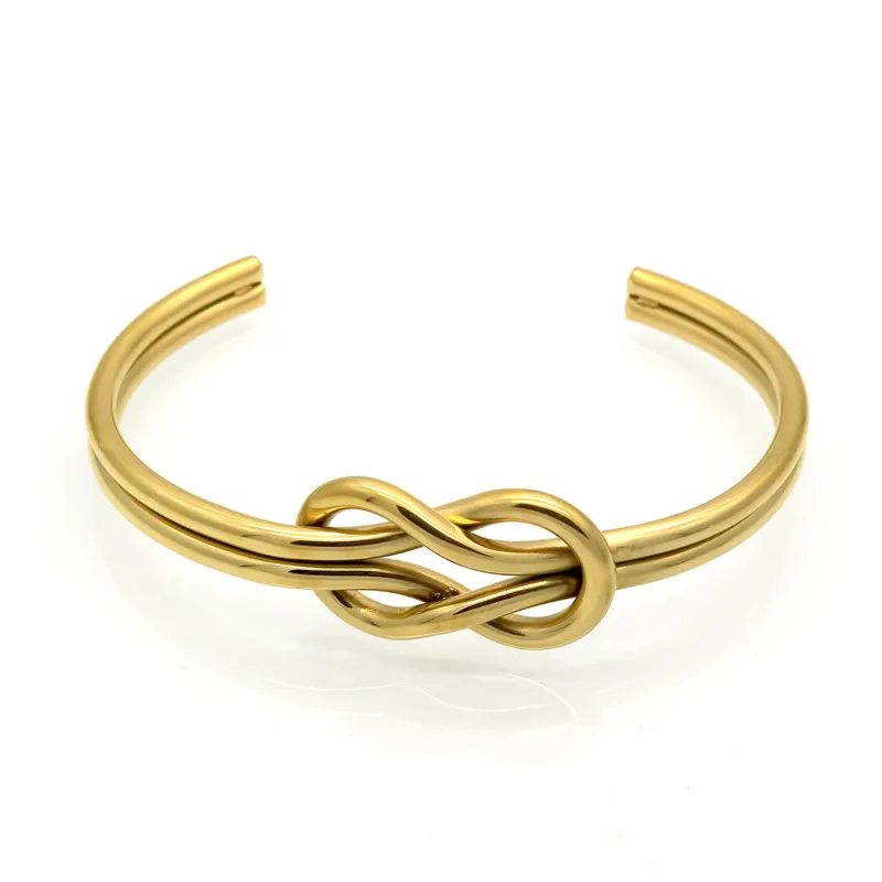 Fashion 316L Stainless Steel Jewelry Knot Openning Bangles Women Cuff Bracelet For Ladies Accessories Gifts Gold Silver