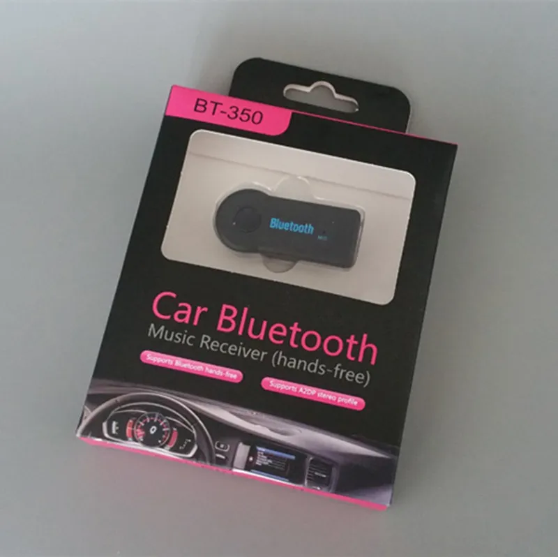 Ricevitore Bluetooth auto BT350 Kit auto Adattatore audio wireless rispondere alle chiamate Riproduzione di musica Stereo da 3,5 mm con scatola al minuto